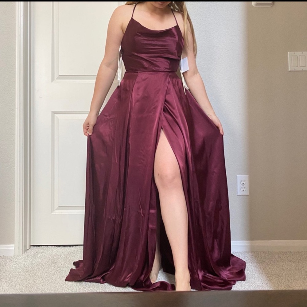 Burgundy satin formal dress